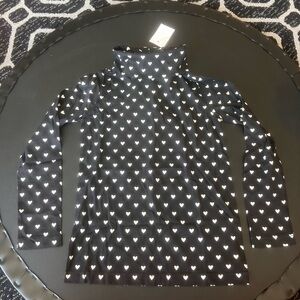 NWT Crewcuts turtleneck black w/ white hearts (size 6-7)